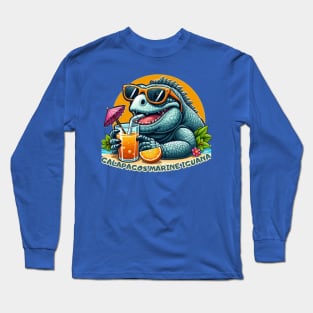 Galapagos marine iguana drinking juice and enjoying summer Long Sleeve T-Shirt